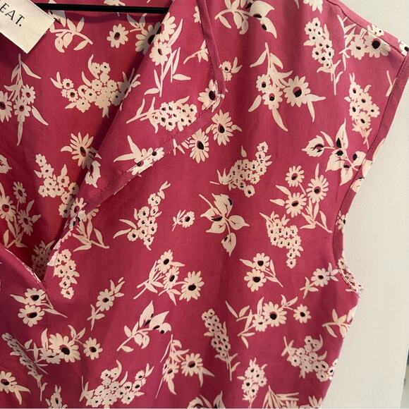 THE GREAT. Pink White Floral Silk Maxi Dress 1 Small - Picture 13 of 14